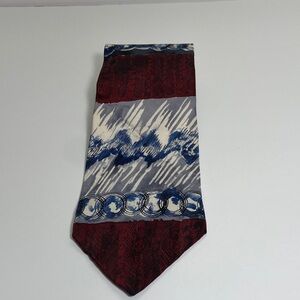 Vintage Albert Nipon Red and Blue Patterned Silk Tie 56”x4”